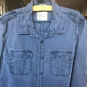 American Eagle Navy Vintage Style Button Down